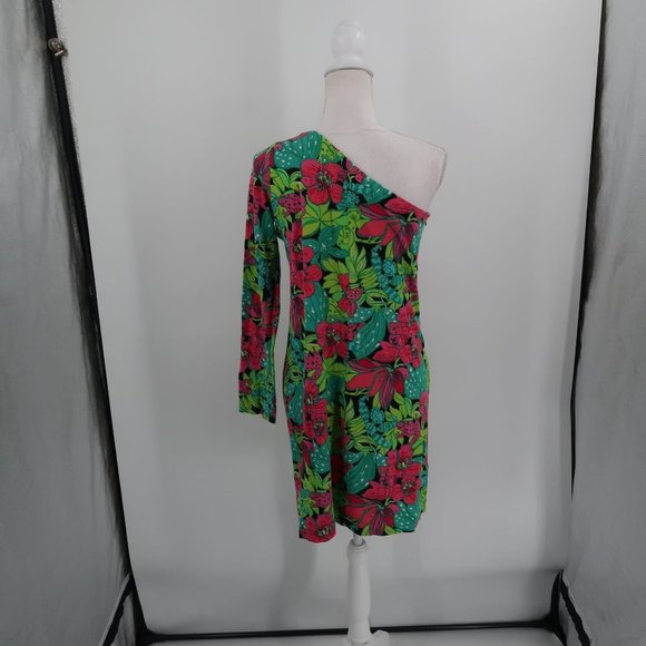 Lilly Pulitzer One Shoulder Floral Bodycon Dress Size Large - Picture 6 of 7